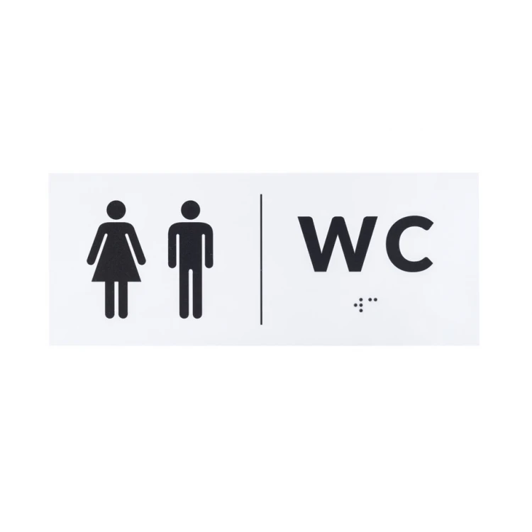 Braille Sign - WC - size 200x80mm - Hard PVC - DECO WHITE - TAB458