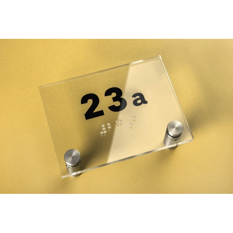 Plexiglass plaque with any numbering and Braille script - size 100x75mm - TAB272