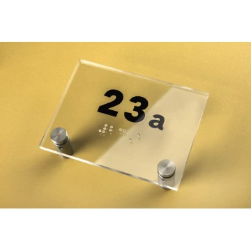 Plexiglass plaque with any numbering and Braille script - size 100x75mm - TAB272