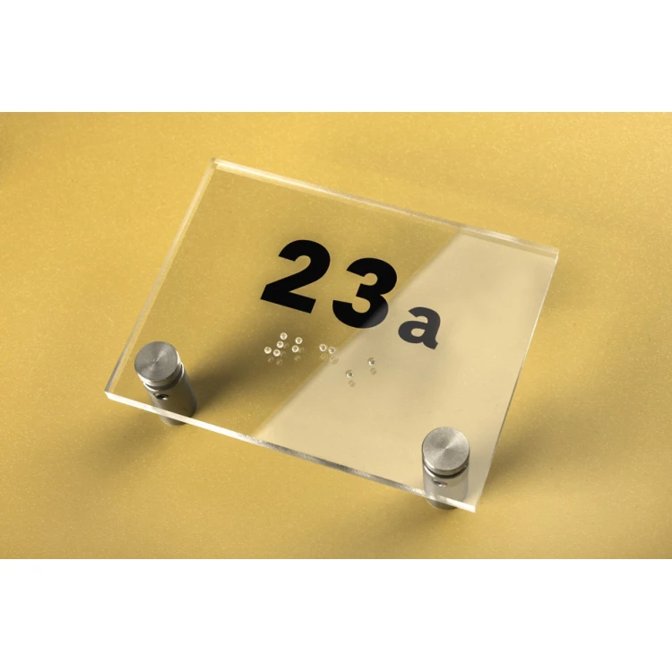 Plexiglass plaque with any numbering and Braille script - size 100x75mm - TAB272