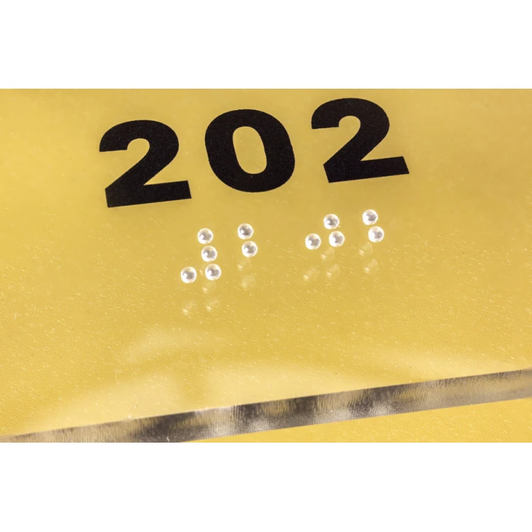 Plexiglass plaque with numbering and Braille lettering - size 160x75mm - TAB273