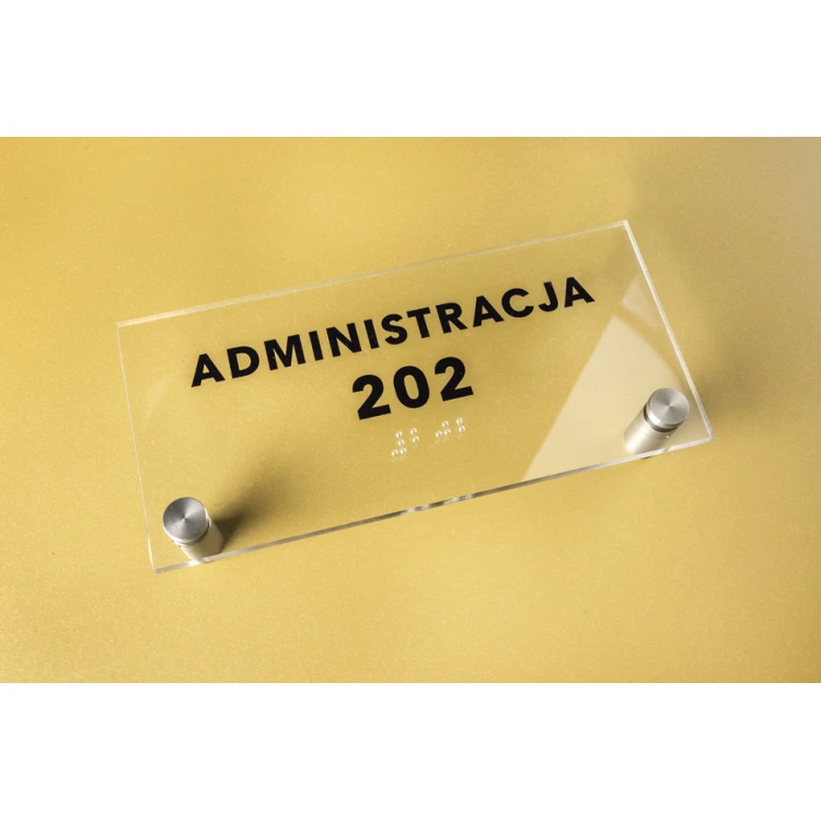 Plexiglass plaque with numbering and Braille lettering - size 160x75mm - TAB273