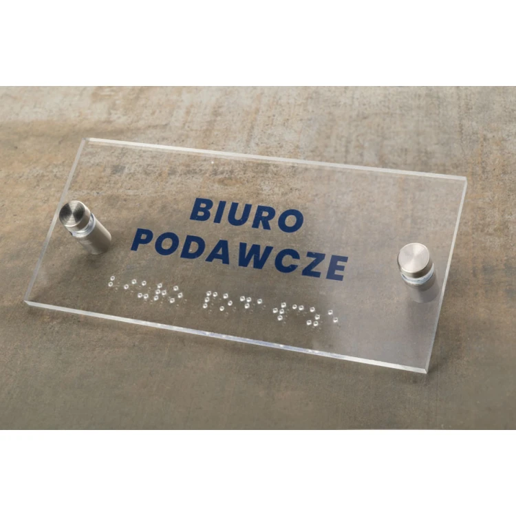 Plexiglass plaque with numbering and Braille lettering - size 160x75mm - TAB427