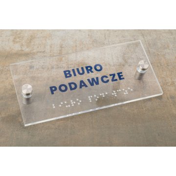 Plexiglass plaque with numbering and Braille lettering - size 160x75mm - TAB427
