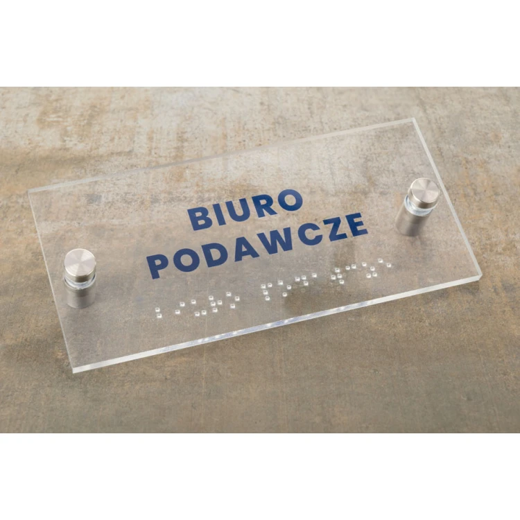 Plexiglass plaque with numbering and Braille lettering - size 160x75mm - TAB427