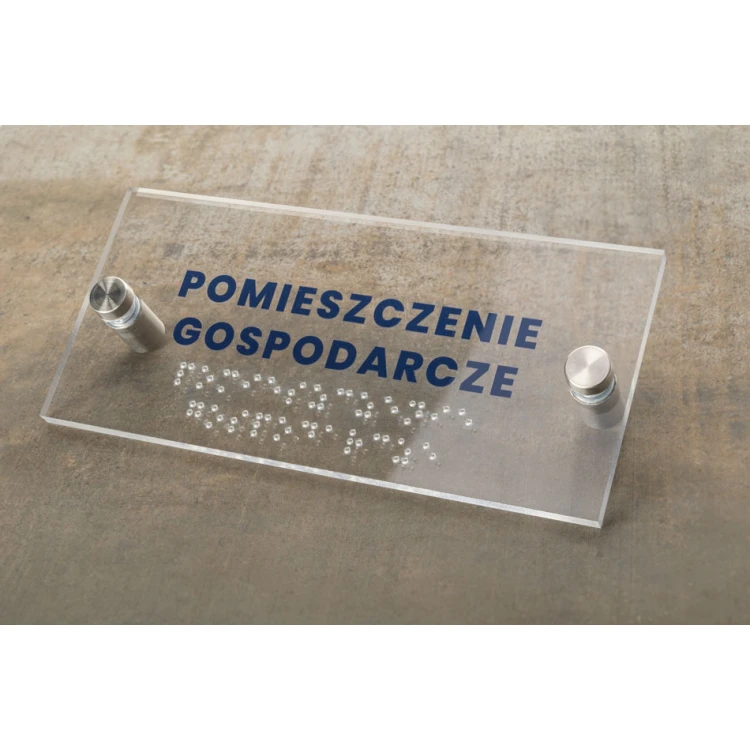 Plexiglass plaque with numbering and Braille lettering - size 160x75mm - TAB428