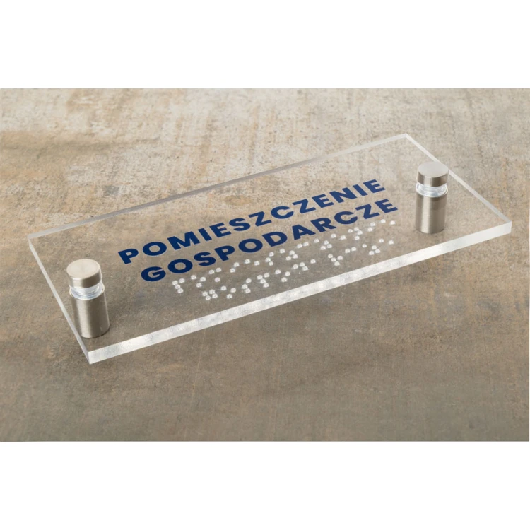 Plexiglass plaque with numbering and Braille lettering - size 160x75mm - TAB428