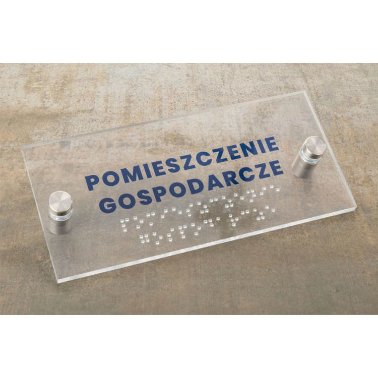 Plexiglass plaque with numbering and Braille lettering - size 160x75mm - TAB428