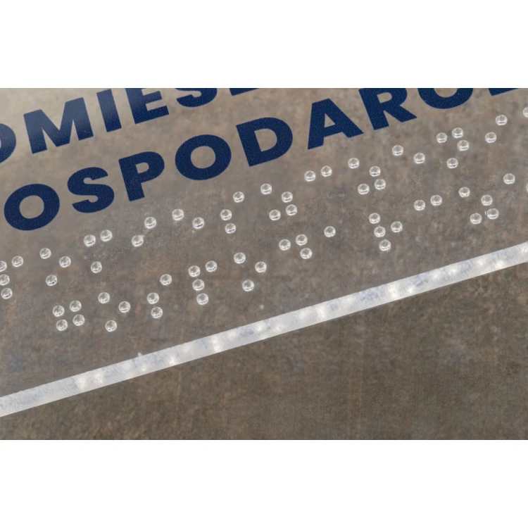 Plexiglass plaque with numbering and Braille lettering - size 160x75mm - TAB428