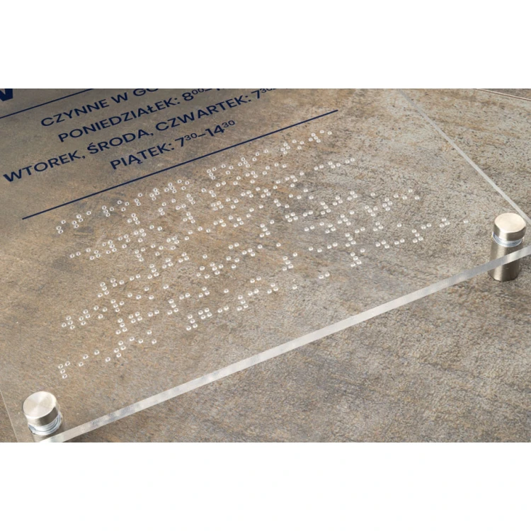 Plexiglass Plaque with Custom Text and Braille Script - size 210x297mm (A4) - TAB430