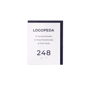 Room name plate with numbering and Braille script - size 110x137mm - Hard PVC - MAREN - TAB304