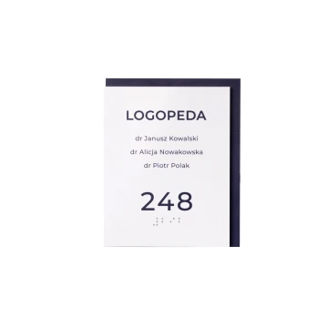 Room name plate with numbering and Braille script - size 110x137mm - Hard PVC - MAREN - TAB304