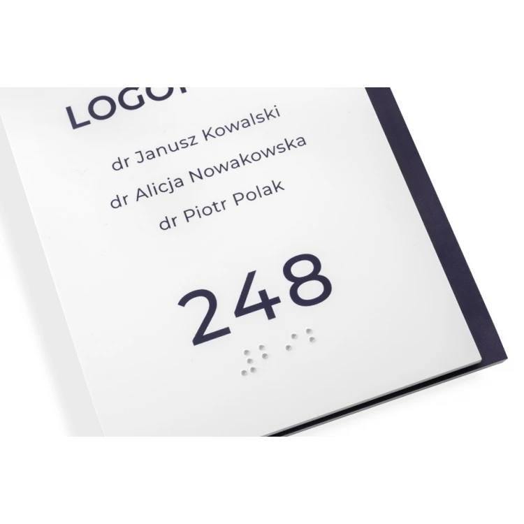 Room name plate with numbering and Braille script - size 110x137mm - Hard PVC - MAREN - TAB304