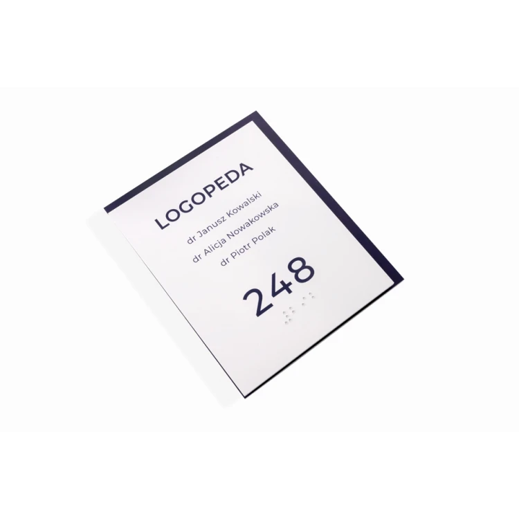 Room name plate with numbering and Braille script - size 110x137mm - Hard PVC - MAREN - TAB304