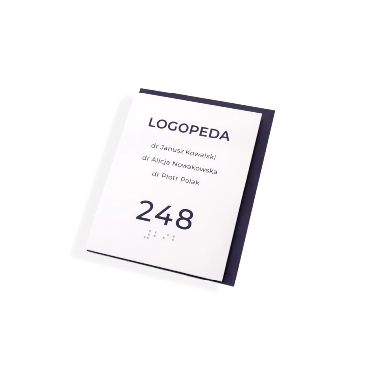 Room name plate with numbering and Braille script - size 110x137mm - Hard PVC - MAREN - TAB304