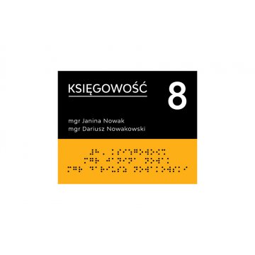 Room name plate with numbering and Braille script - size 170x137mm - Hard PVC - SUN -TAB319