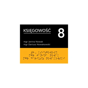 Room name plate with numbering and Braille script - size 170x137mm - Hard PVC - SUN -TAB319