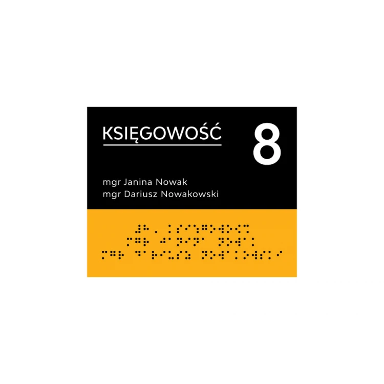 Room name plate with numbering and Braille script - size 170x137mm - Hard PVC - SUN -TAB319
