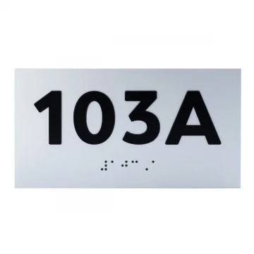 Plaque with raised numbering and Braille lettering - silver laminate - dimensions 150x80mm - TAB508