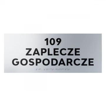 Plaque with raised letters and Braille script - silver laminate - size 500x200mm - TAB500
