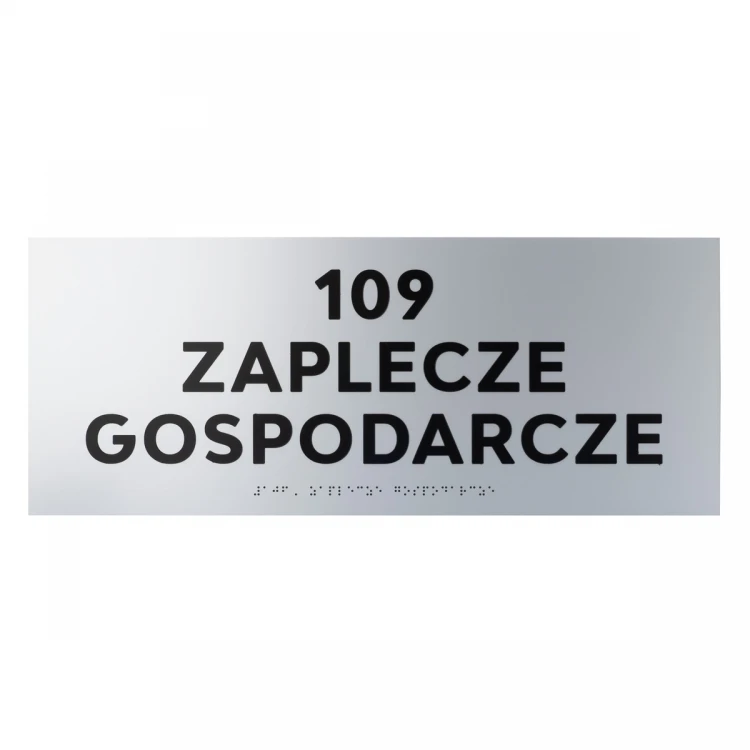 Plaque with raised letters and Braille script - silver laminate - size 500x200mm - TAB500