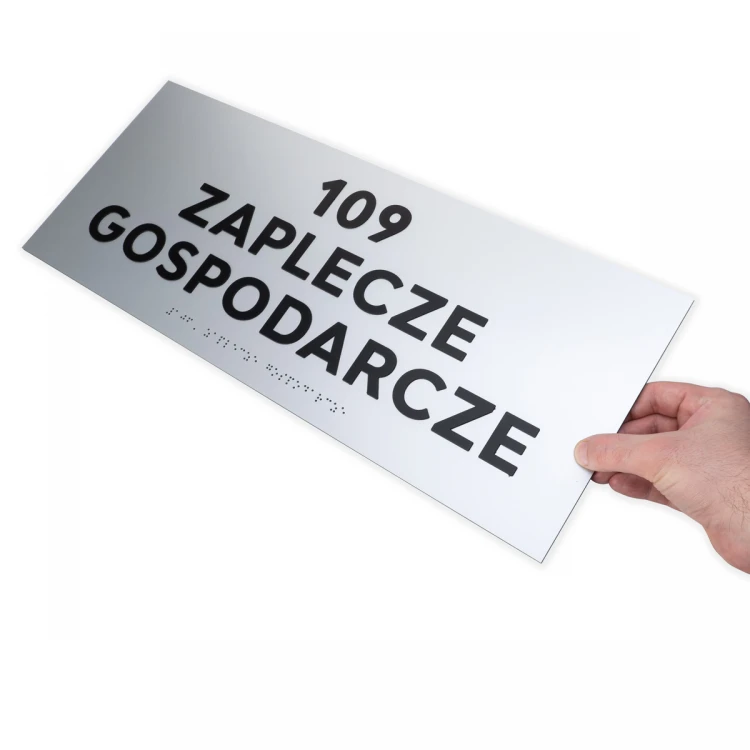 Plaque with raised letters and Braille script - silver laminate - size 500x200mm - TAB500