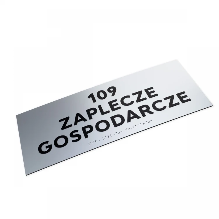 Plaque with raised letters and Braille script - silver laminate - size 500x200mm - TAB500