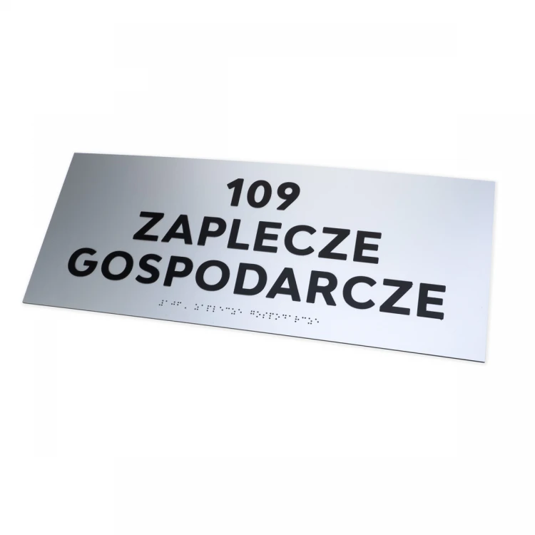 Plaque with raised letters and Braille script - silver laminate - size 500x200mm - TAB500