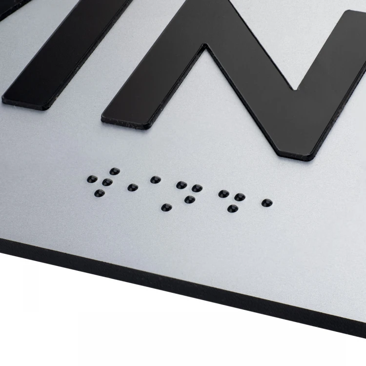 Plaque with raised letters and Braille script - Elevator - silver laminate - dim. 250x150mm - TAB501