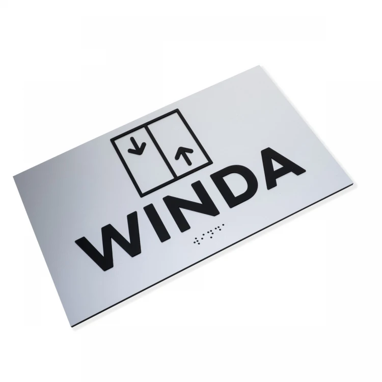 Plaque with raised letters and Braille script - Elevator - silver laminate - dim. 250x150mm - TAB501