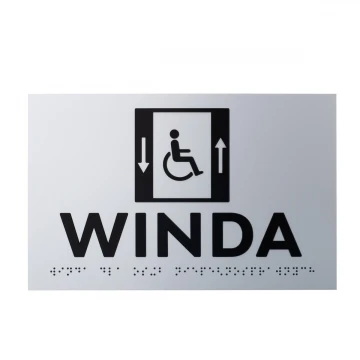 Plaque with raised letters and Braille script - Elevator for the disabled - silver laminate - dim. 250x160mm - TAB502