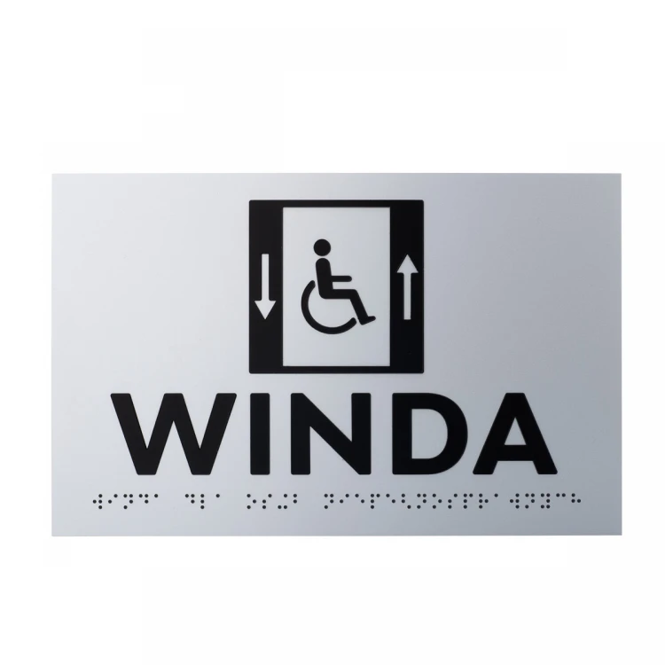 Plaque with raised letters and Braille script - Elevator for the disabled - silver laminate - dim. 250x160mm - TAB502