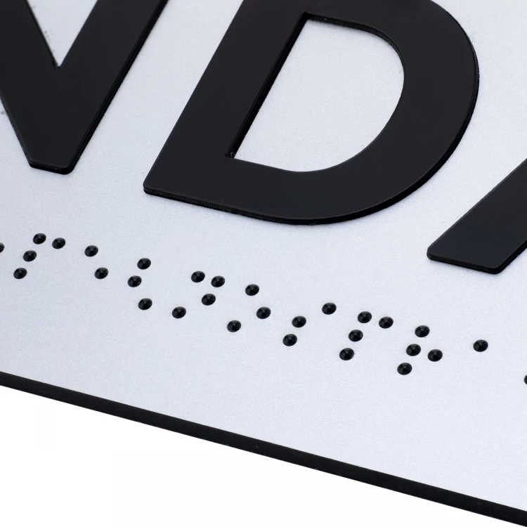 Plaque with raised letters and Braille script - Elevator for the disabled - silver laminate - dim. 250x160mm - TAB502