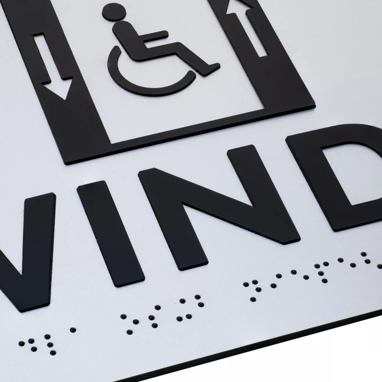 Plaque with raised letters and Braille script - Elevator for the disabled - silver laminate - dim. 250x160mm - TAB502
