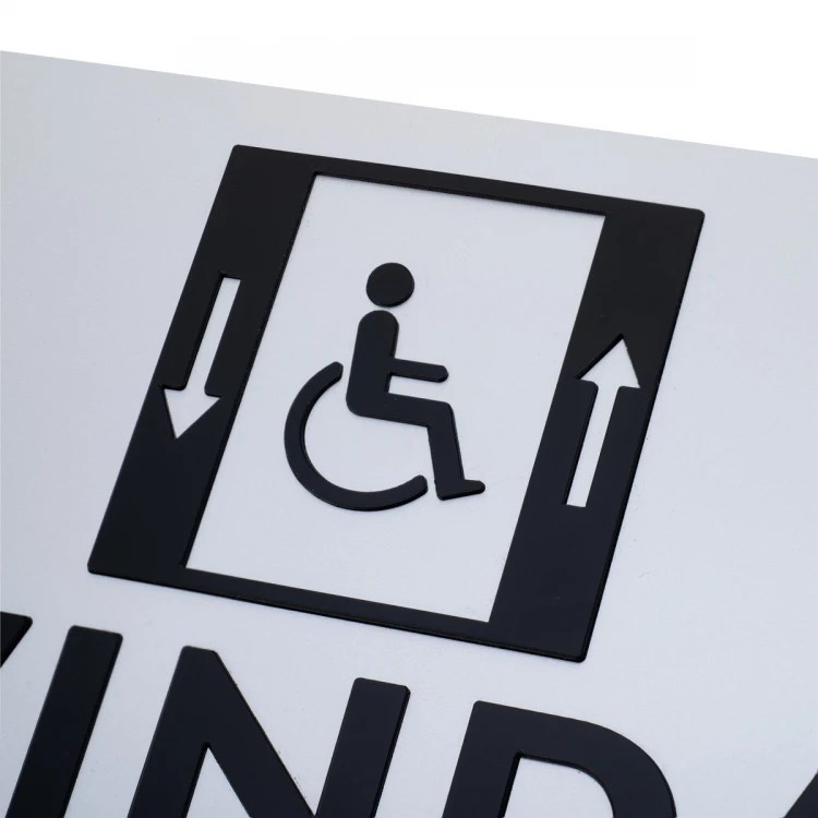 Plaque with raised letters and Braille script - Elevator for the disabled - silver laminate - dim. 250x160mm - TAB502