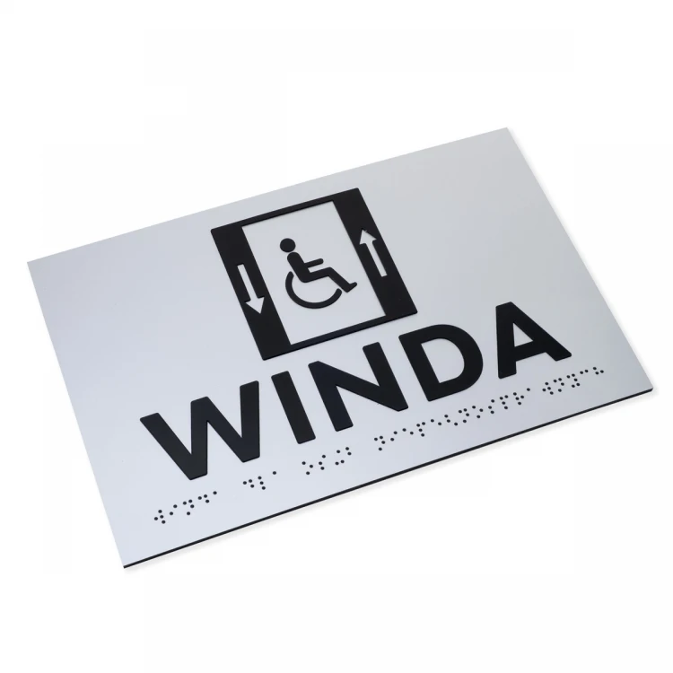 Plaque with raised letters and Braille script - Elevator for the disabled - silver laminate - dim. 250x160mm - TAB502