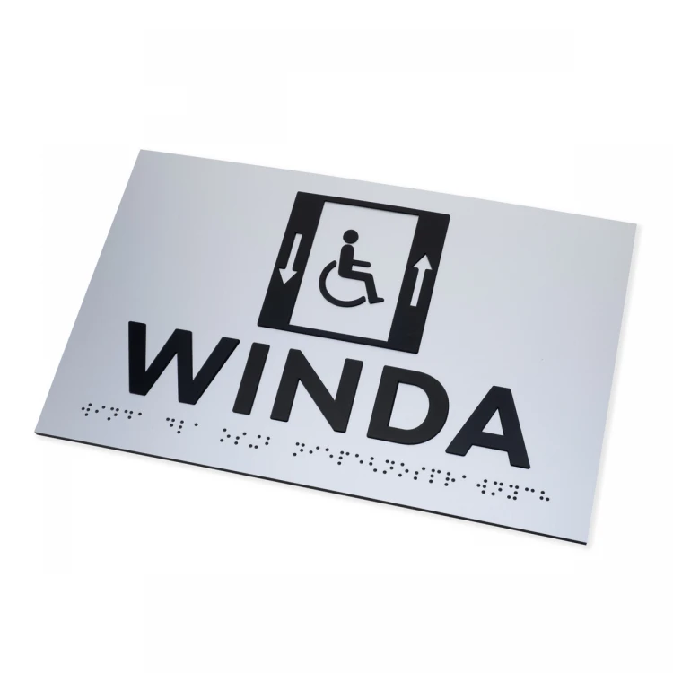 Plaque with raised letters and Braille script - Elevator for the disabled - silver laminate - dim. 250x160mm - TAB502