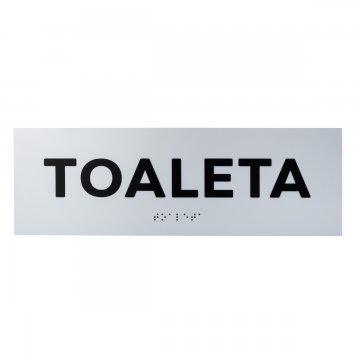 Plaque with raised letters and Braille script - Toilet - silver laminate - dim. 295x100mm - TAB503