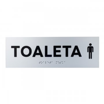 Plaque with raised letters and Braille script - Men's Toilet - silver laminate - dim. 295x100mm - TAB505