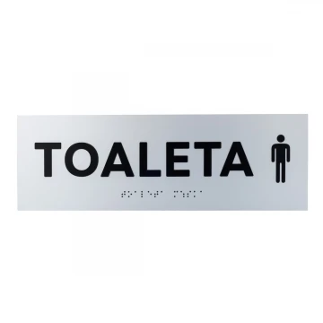 Plaque with raised letters and Braille script - Men's Toilet - silver laminate - dim. 295x100mm - TAB505