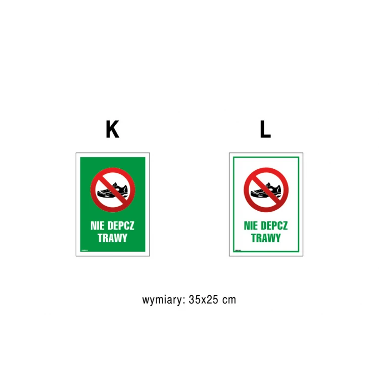 No Walking on the Grass Sign - size 250x350mm - PVC - UV color print - TAB144