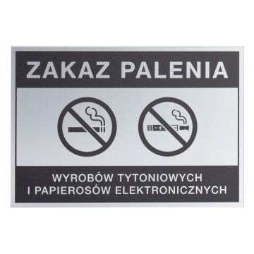 Silver No Smoking Sign - UV Print - Size 160x110mm - Z013