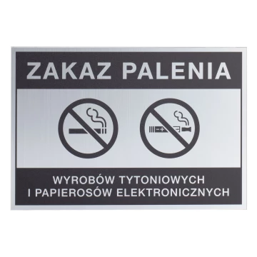 Silver No Smoking Sign - UV Print - Size 160x110mm - Z013