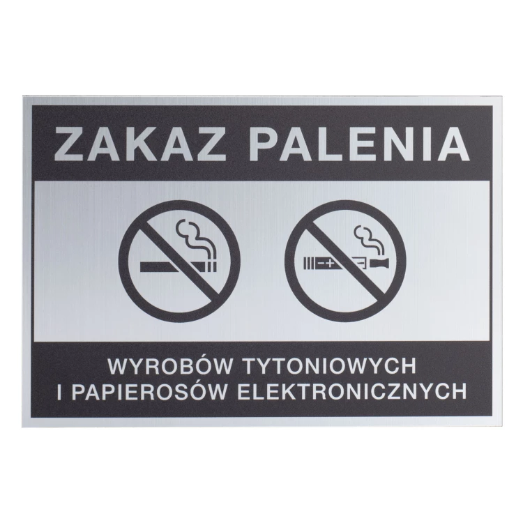 Silver No Smoking Sign - UV Print - Size 160x110mm - Z013