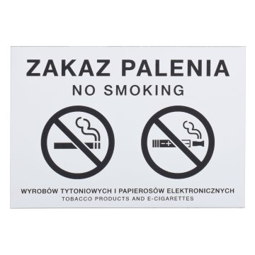 White No Smoking Sign - Laser Engraving - Size 160x110mm - Z014