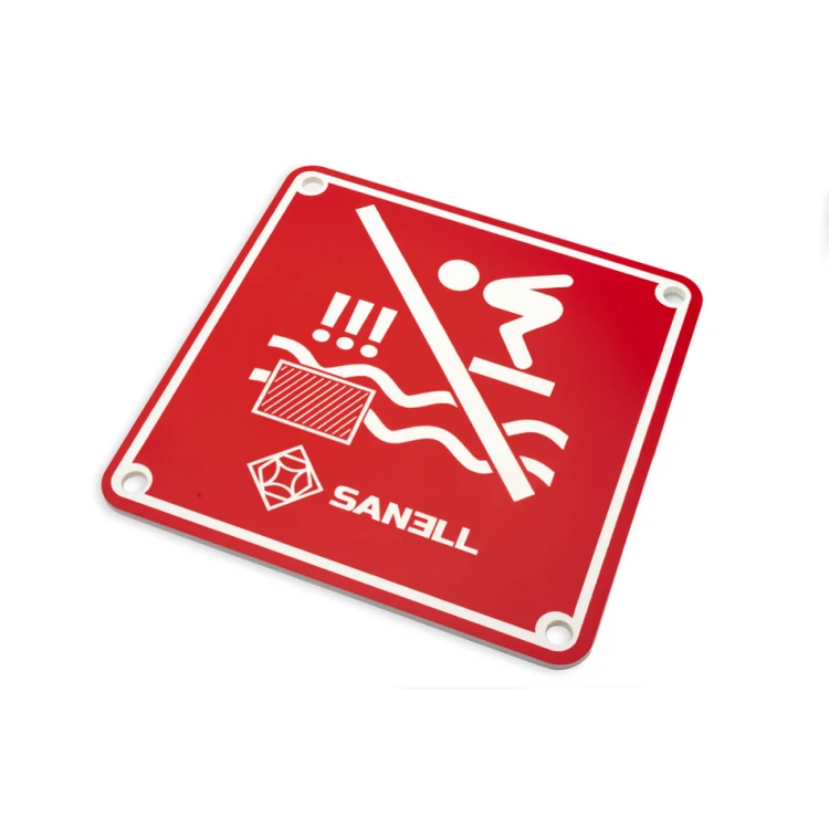 Engraved sign 'No diving allowed' - size 150x150mm - red laminate 3mm - TAB255