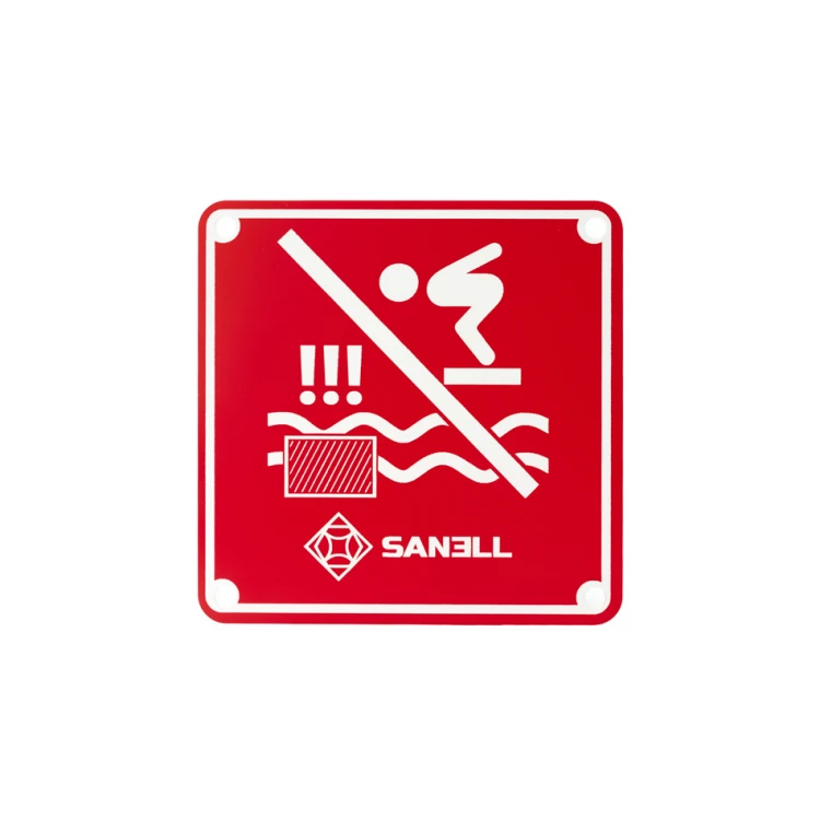 Engraved sign 'No diving allowed' - size 150x150mm - red laminate 3mm - TAB255