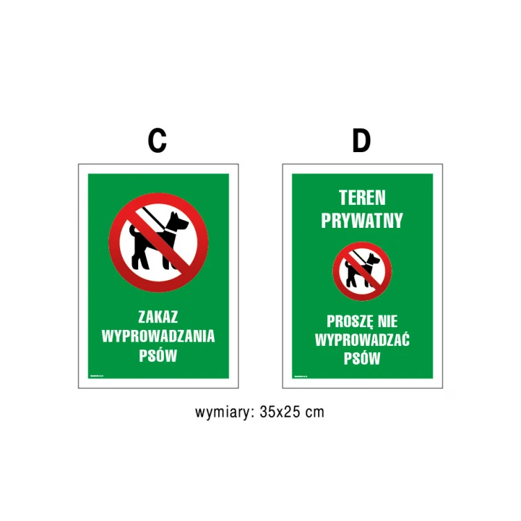 Warning sign prohibiting dog walking - size 250x350mm - PVC - UV color print - TAB152