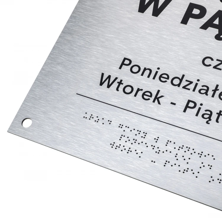 Silver Dibond Plaque with Braille Script - size 420x300mm - TAB475
