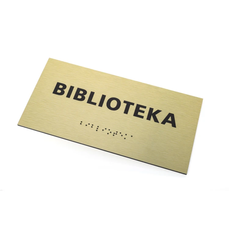 Golden Dibond Plaque with Braille Script - size 200x100mm - TAB412